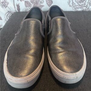 Shiny Silver Snakeskin women’s leather vans
